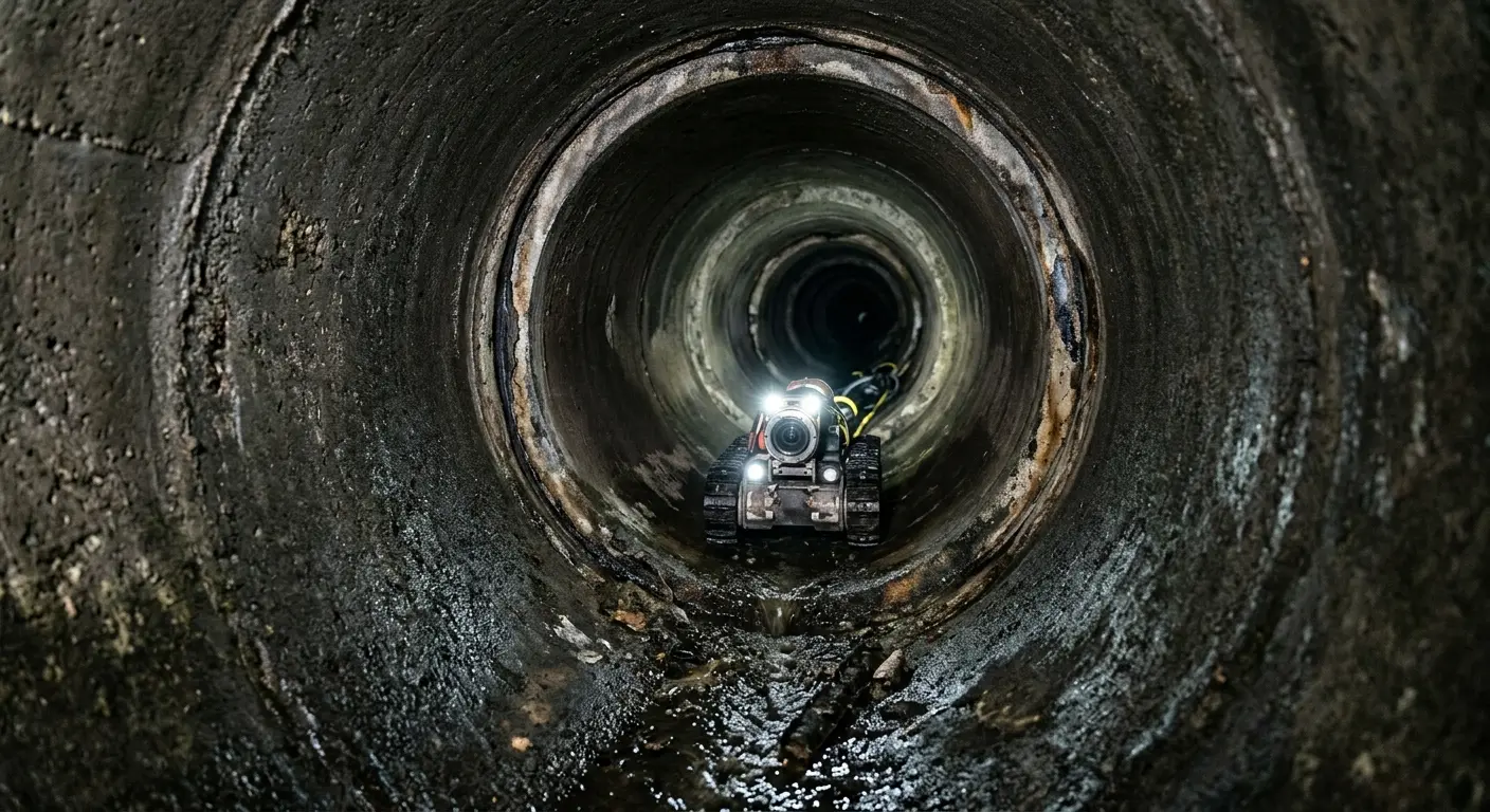 Robotic sewer camera inspecting pipe interior for Sewer Line Repair in Rainsville